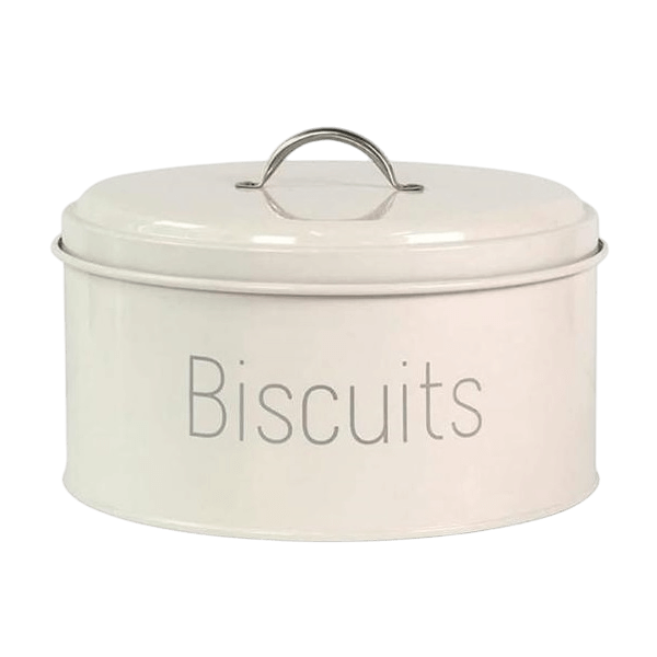 IRON ROUND KITCHEN BISCUITS CONTAINER (WHITE)